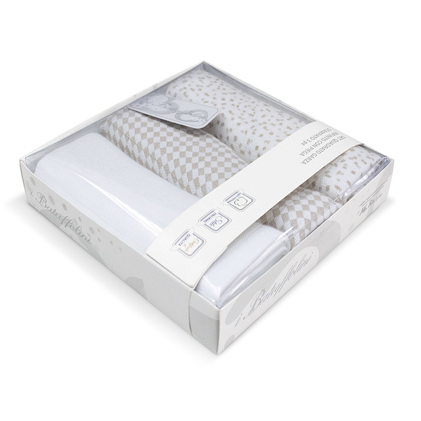 Mussole per neonato in cotone quadrati teli multiuso in garza 3 pezzi 6851