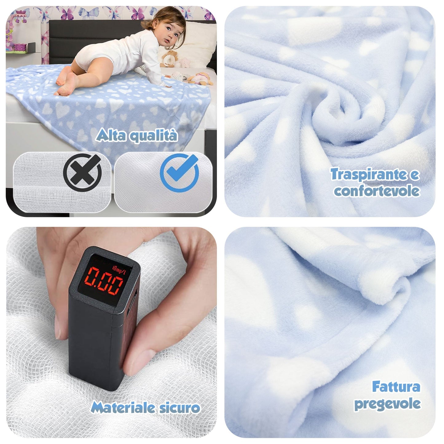 Copertina Neonato Culla Lettino coperta in pile stampata 100x140cm bambini 6584