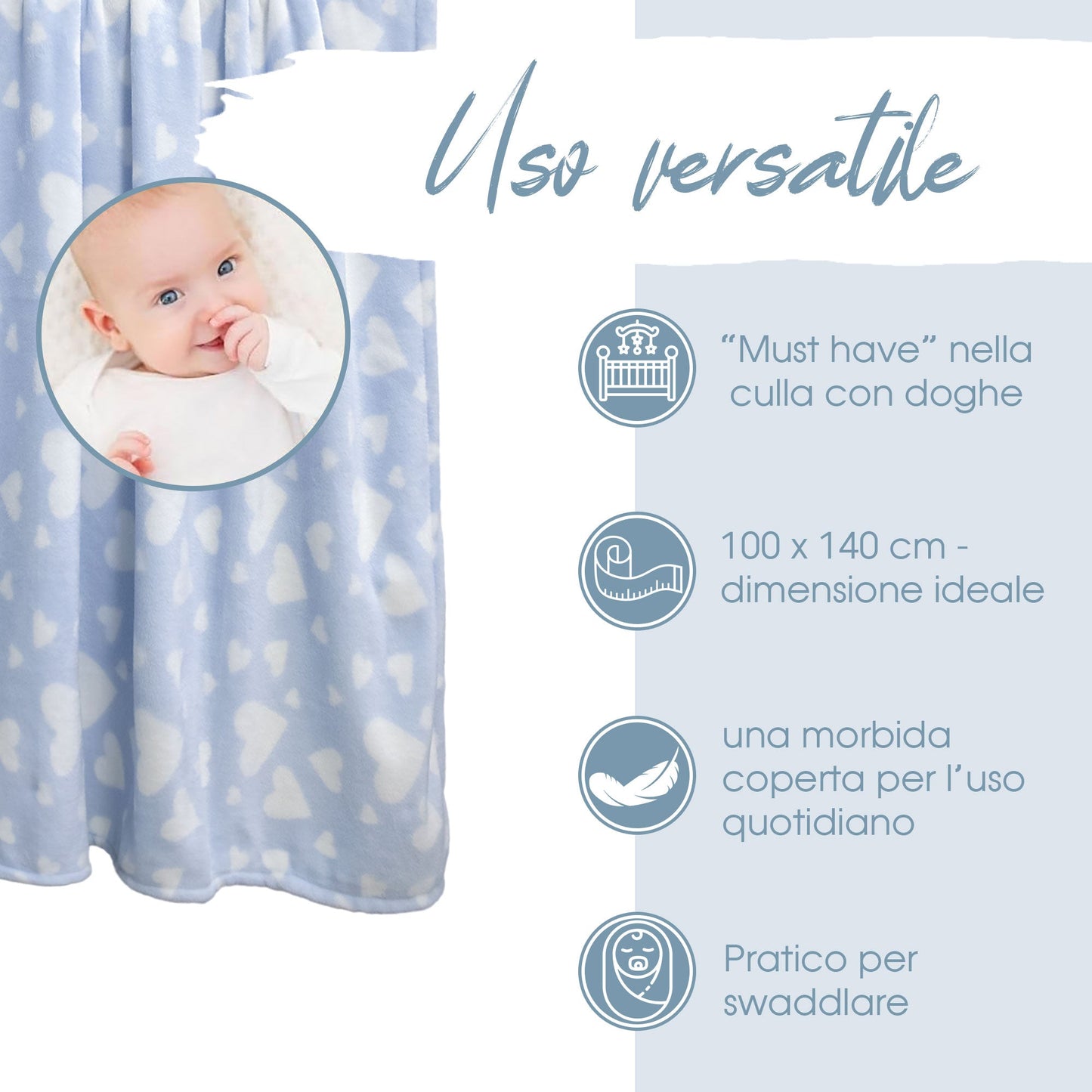 Copertina Neonato Culla Lettino coperta in pile stampata 100x140cm bambini 6584