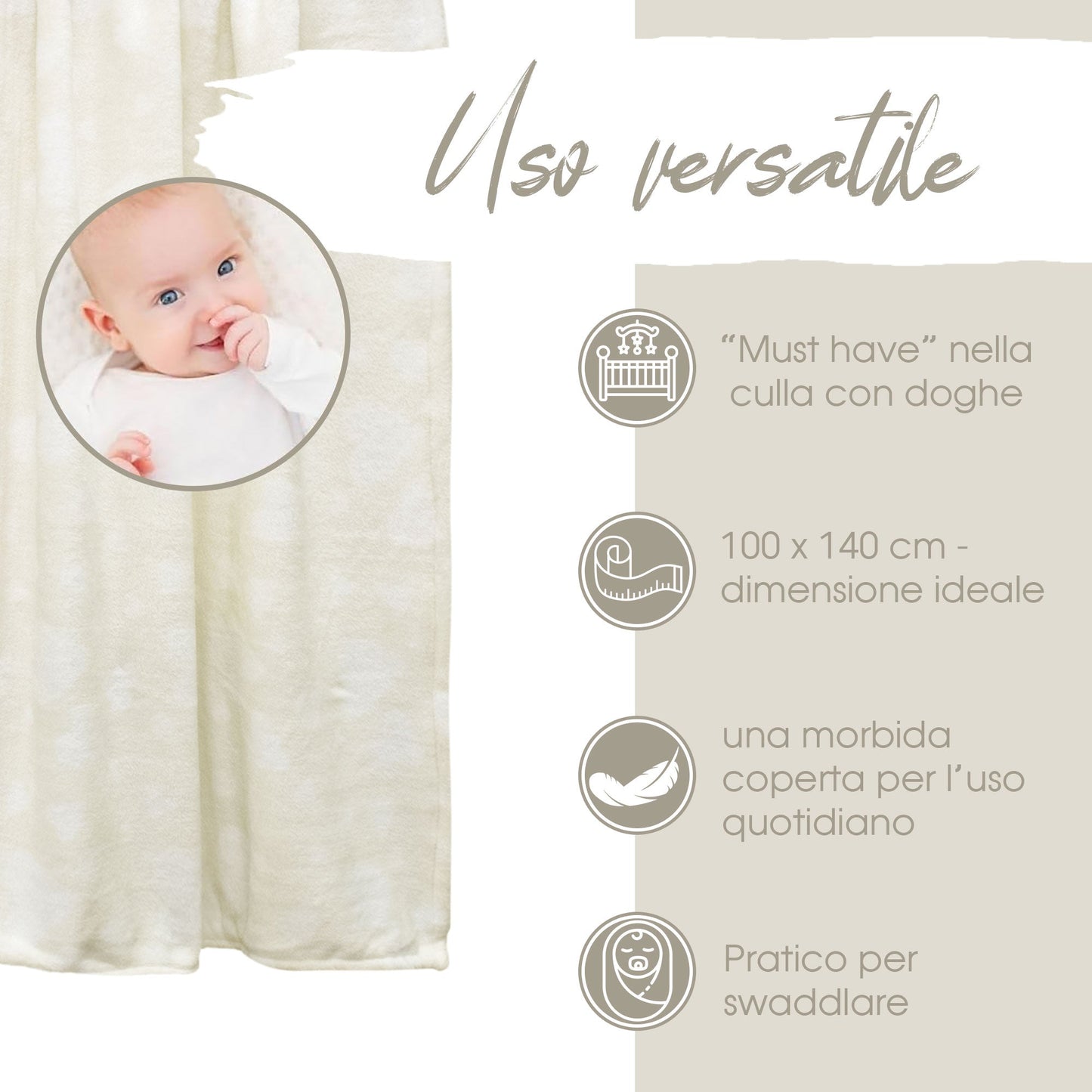 Copertina Neonato Culla Lettino coperta in pile stampata 100x140cm bambini 6584