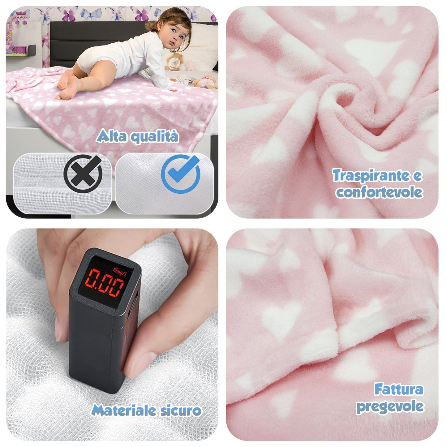 Copertina Neonato Culla Lettino coperta in pile stampata 100x140cm bambini 6584