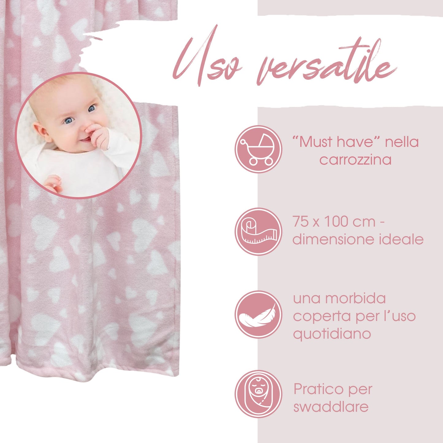Copertina Neonato Culla Carrozzina coperta pile stampata 75x100cm bambini 6855