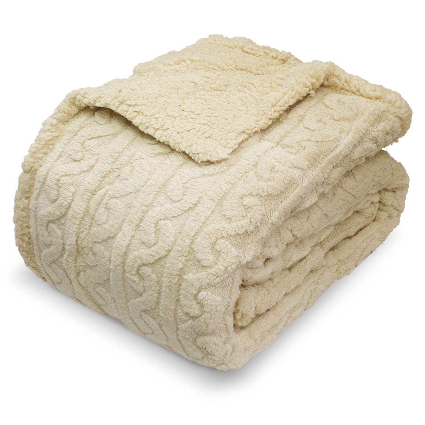 Coperta Plaid agnellato matrimoniale disegno treccia 6859