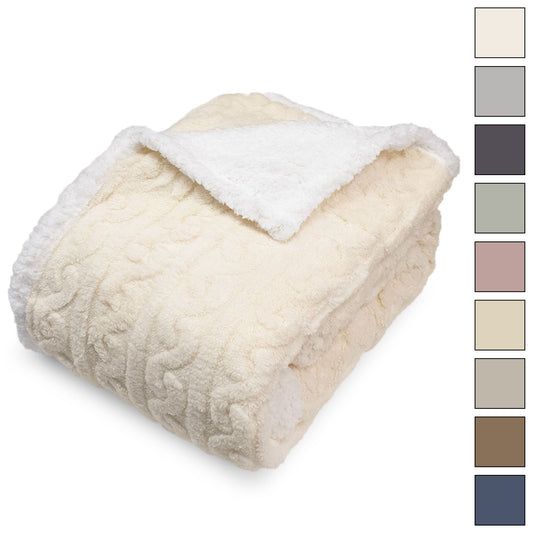 Coperta Plaid agnellato matrimoniale disegno treccia 6859