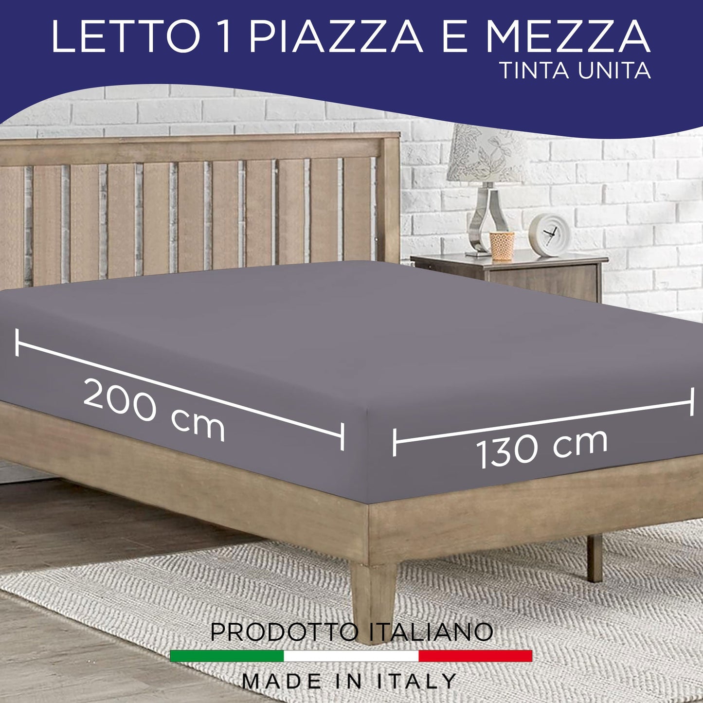 Lenzuolo sotto con angoli elasticizzati una piazza e mezza in tinta unita 6862