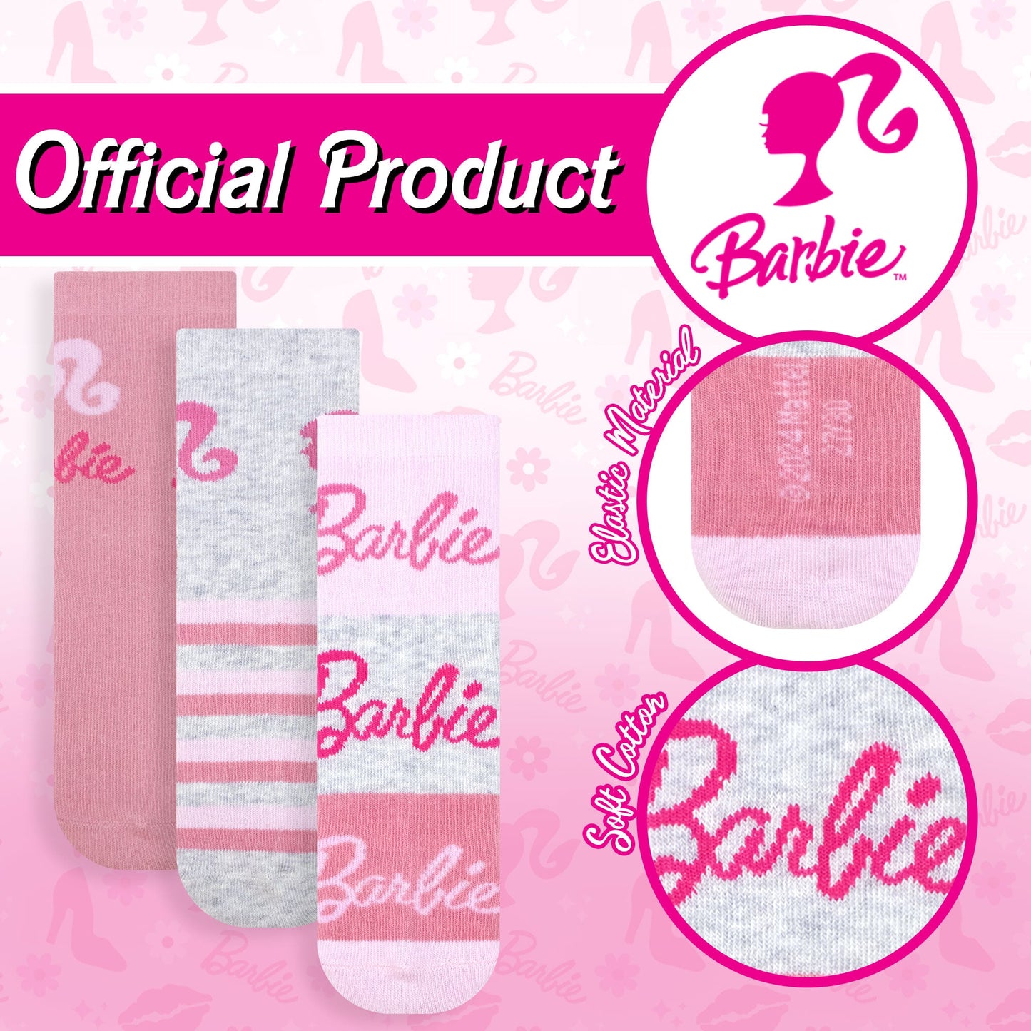 Calzini per bambina Barbie set 3 paia di calze caldo cotone 6879