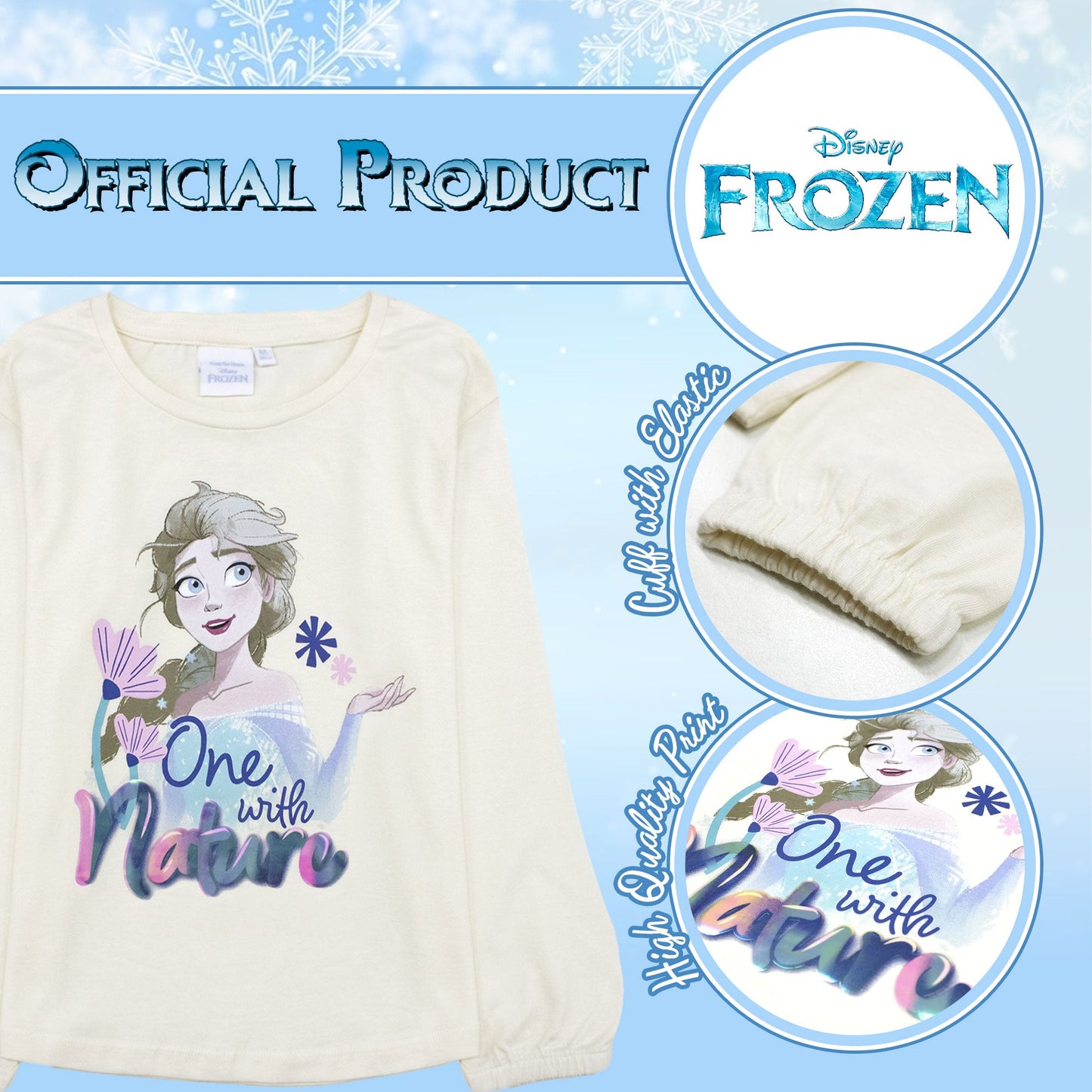Maglietta Disney Frozen Elsa per bambina maglia maniche lunghe in cotone 6886