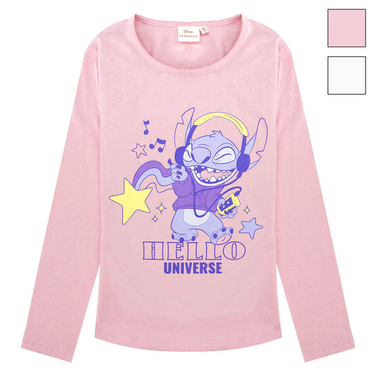 Maglietta Disney Lilo e Stitch per bambina maglia maniche lunghe in cotone 6887