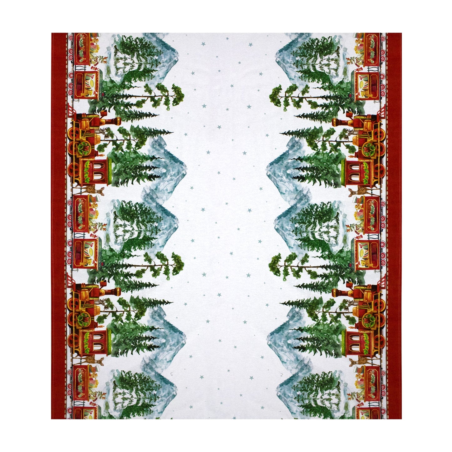 Tovaglia Natalizia 6 posti copritavolo cotone stampato Trenino 6894