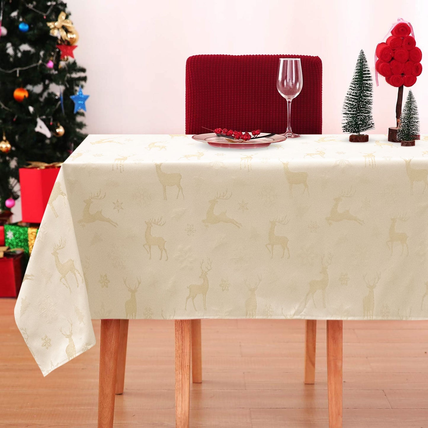 Tovaglia Natalizia glitter lurex Renna 18 posti Decoro di Natale 6904