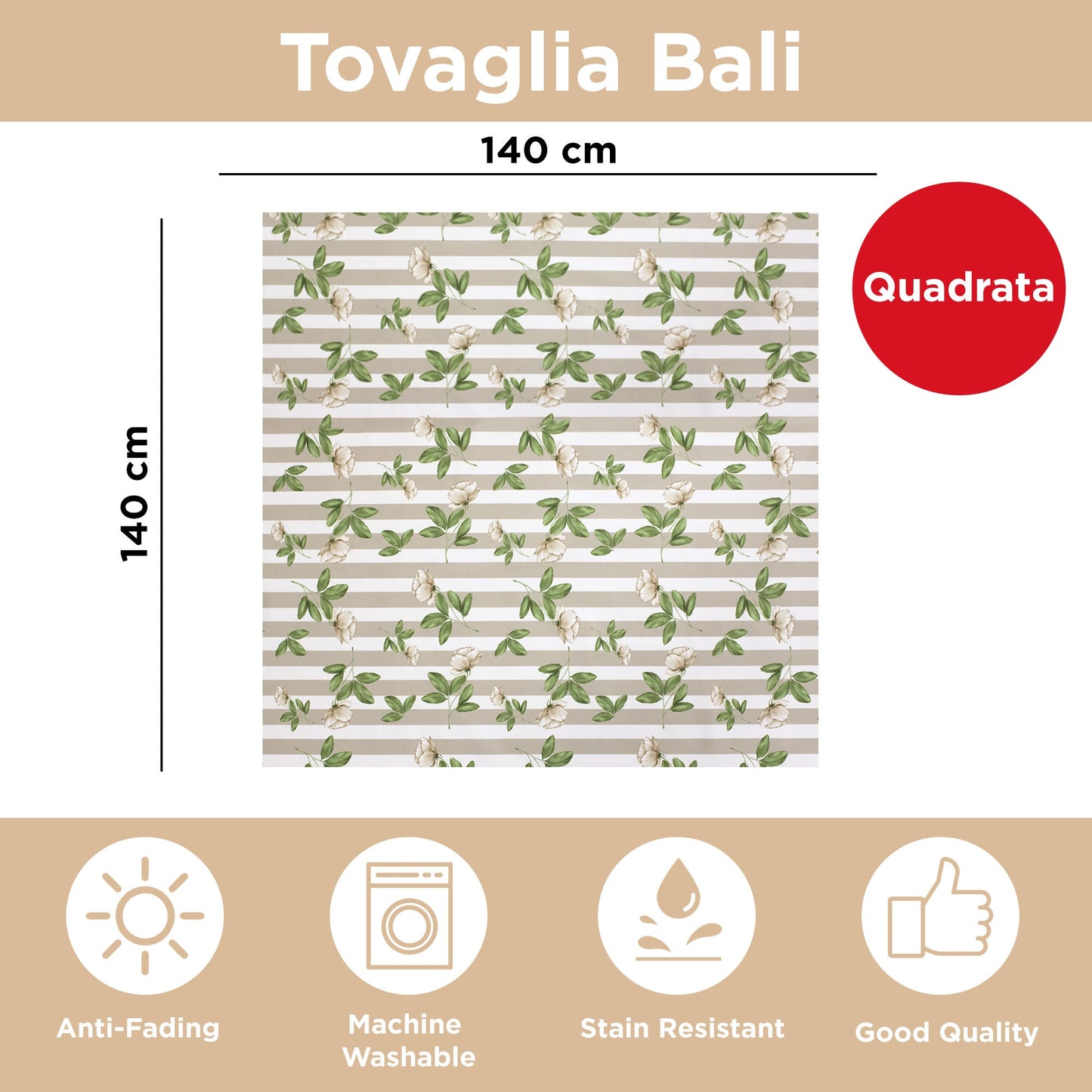 Tovaglia antimacchia copritavolo impermeabile stampa floreale varie misure 6936