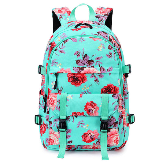 Women's Fashion Thermal Transfer Flower Multi-functional Backpack