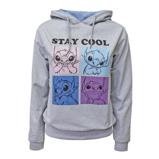 Felpa Disney Lilo e Stitch donna ragazza in cotone stampata con cappuccio 6955