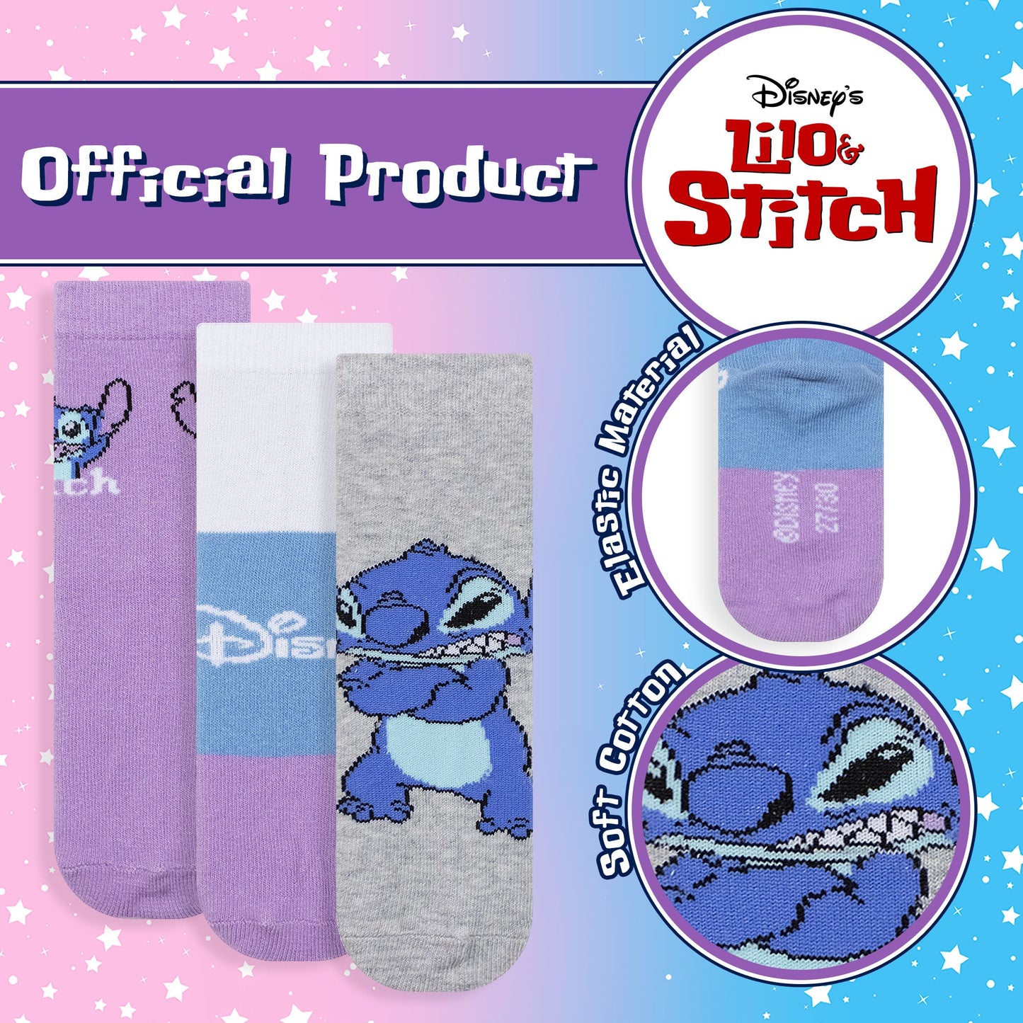 Calzini bambina Disney Lilo e Stitch set 3 paia in cotone 6967