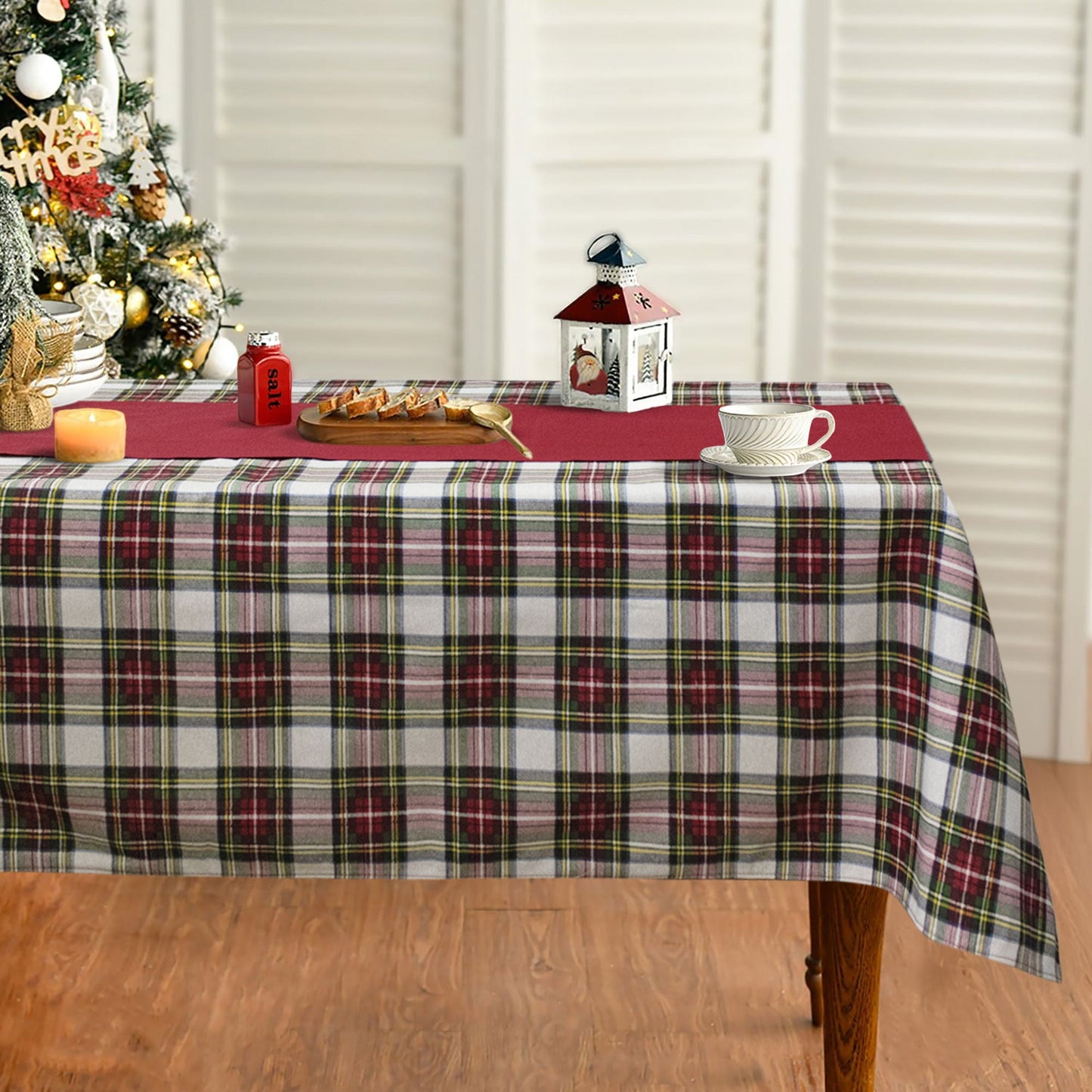 Tovaglia Natalizia Tartan loneta con runner Natale varie misure 6969