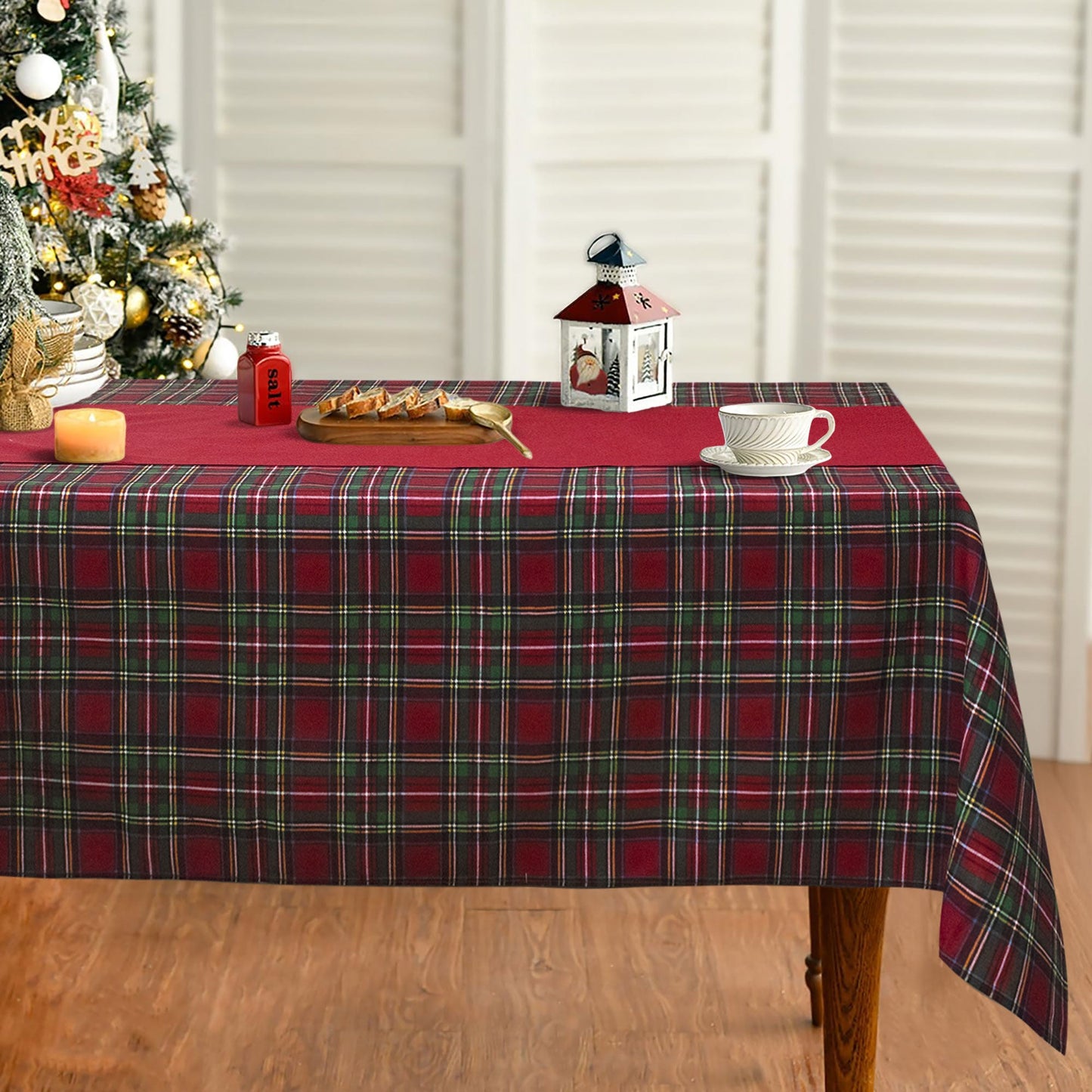 Tovaglia Natalizia Tartan loneta con runner Natale varie misure 6969