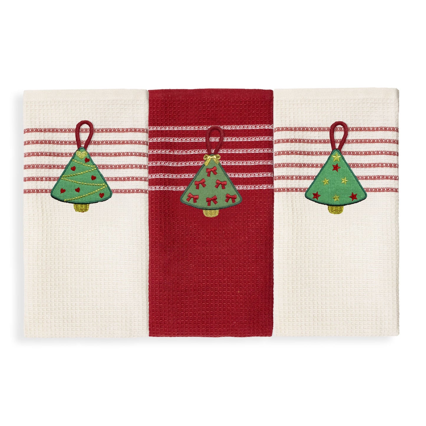 Set Strofinacci Natalizi Canovacci ricamati 3 Pezzi Decoro Natale 6971