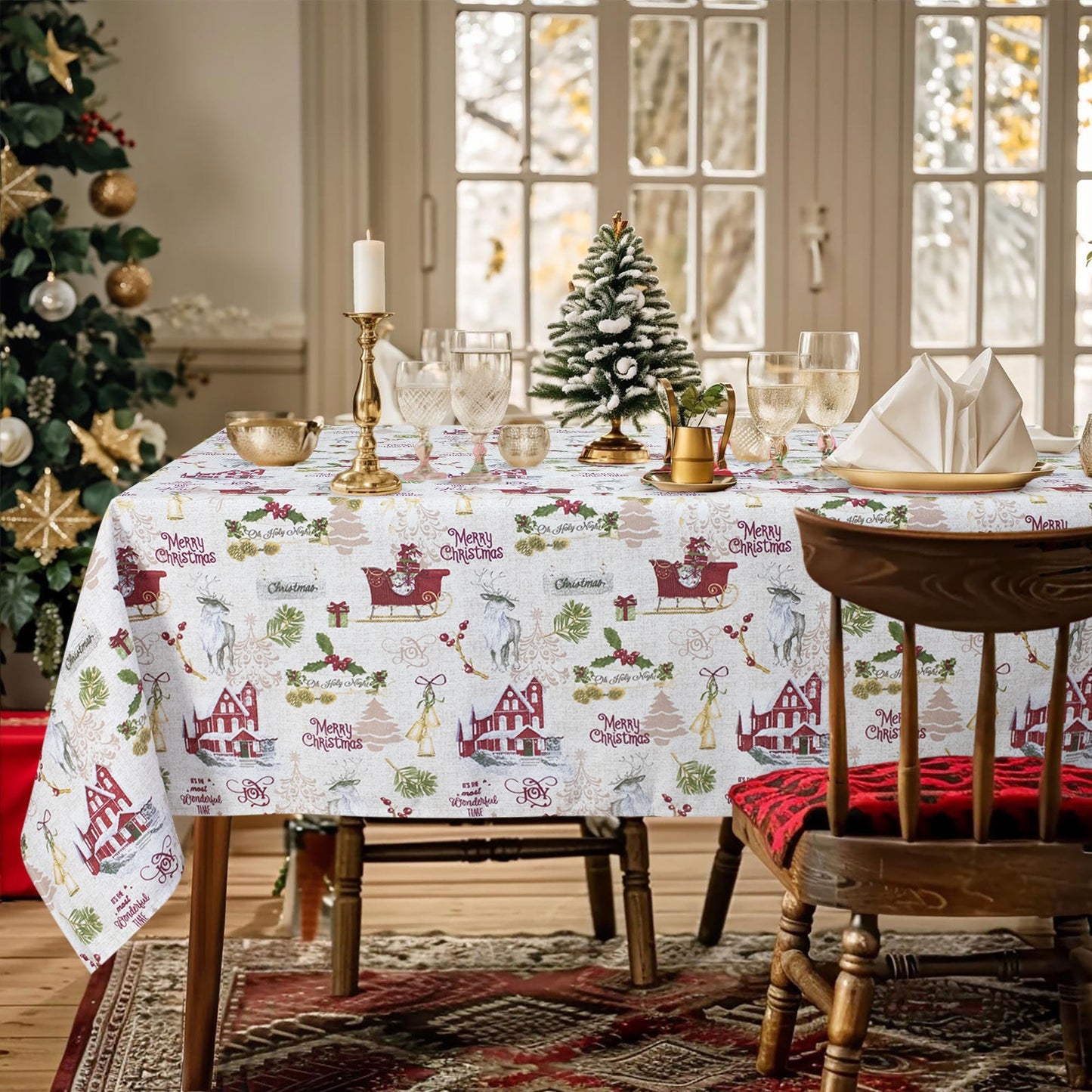 Tovaglia Natalizia rettangolare varie misure Copritavolo Twill stampato 6974