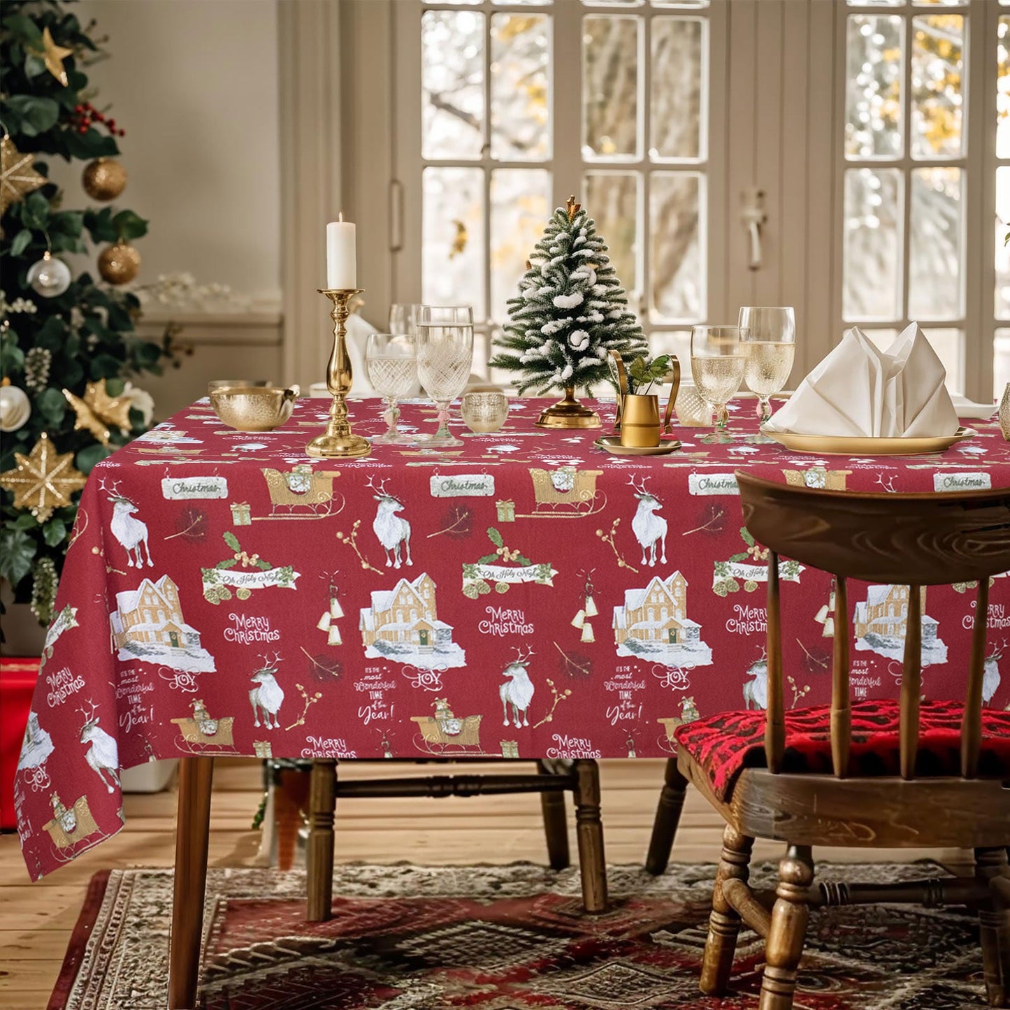 Tovaglia Natalizia rettangolare varie misure Copritavolo Twill stampato 6974