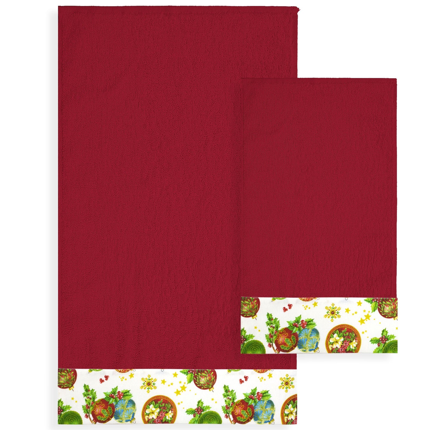 Asciugamani Natalizi Bagno set 1+1 in Spugna di Cotone Decoro Natale 6982