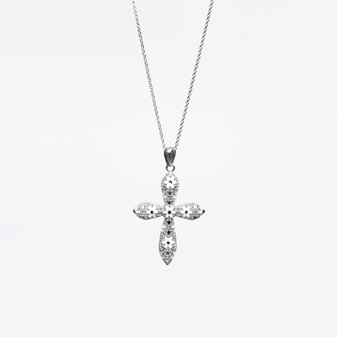 COLLANA ROUNDED CROSS IN ARGENTO