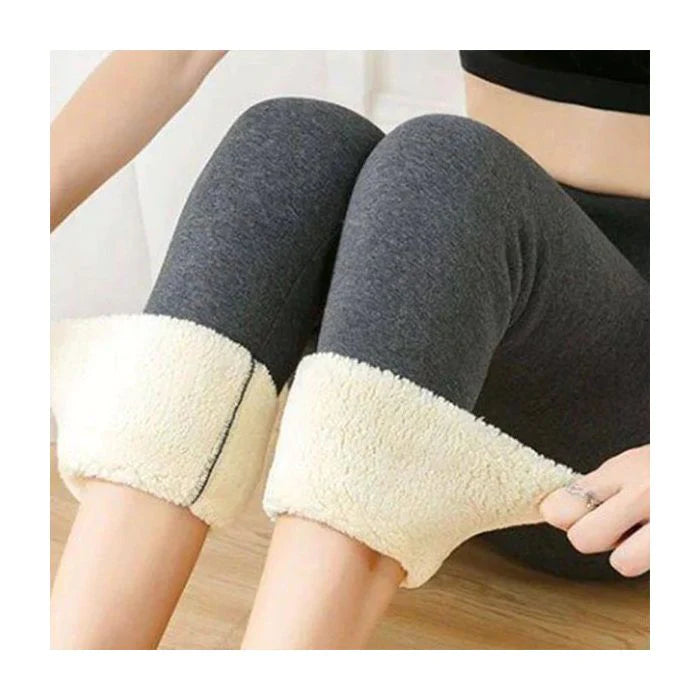 Pantaloni da donna in cotone e velluto spesso con peluche all'interno