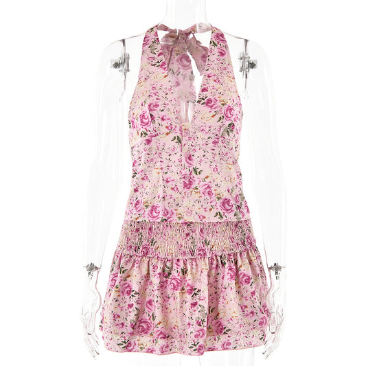 Women's Top Floral Skirt Two-piece Set