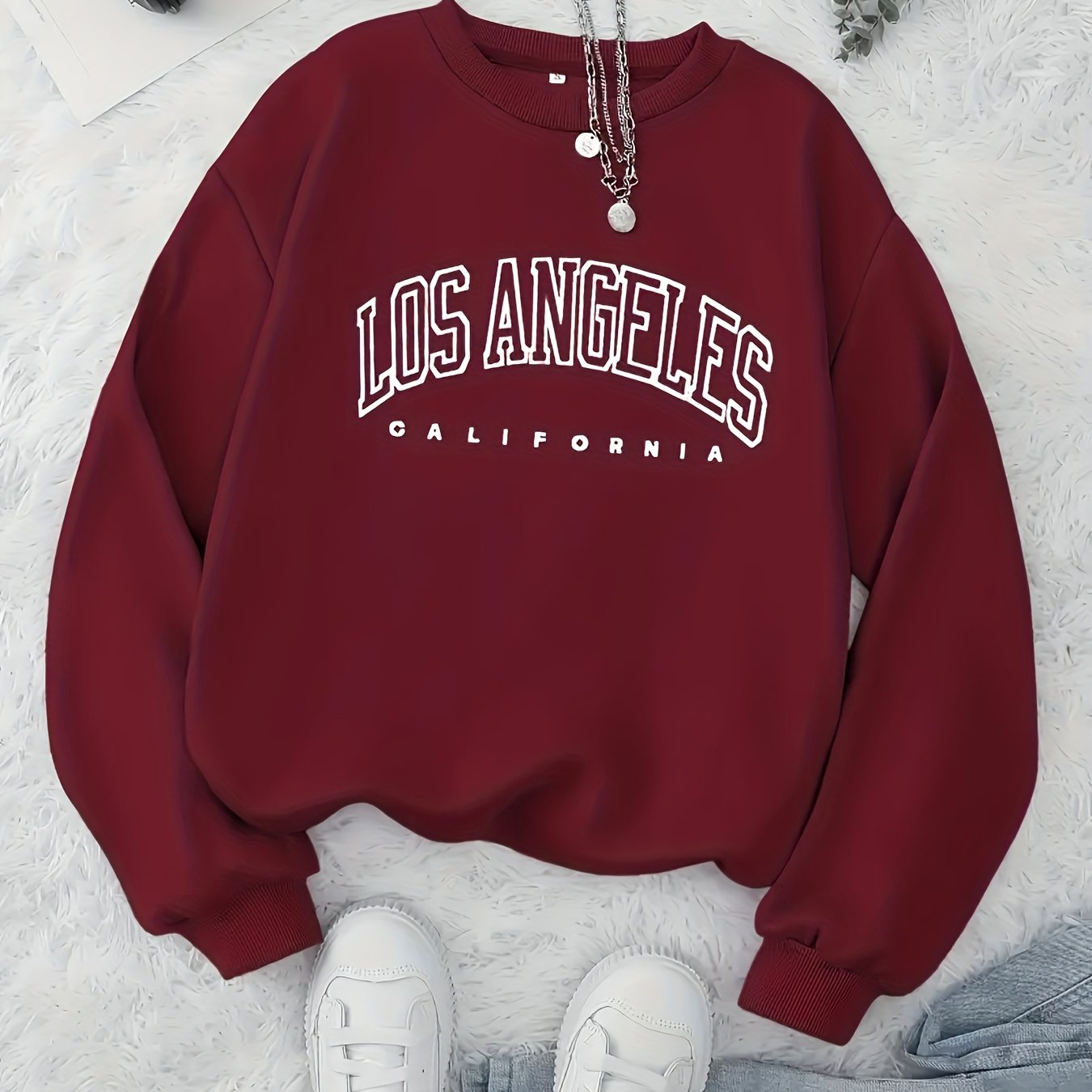 Letter Print Pullover Sweatshirt, Casual Long Sleeve Crew Neck Sweatshirt For Fall & Winter, Women's Clothing