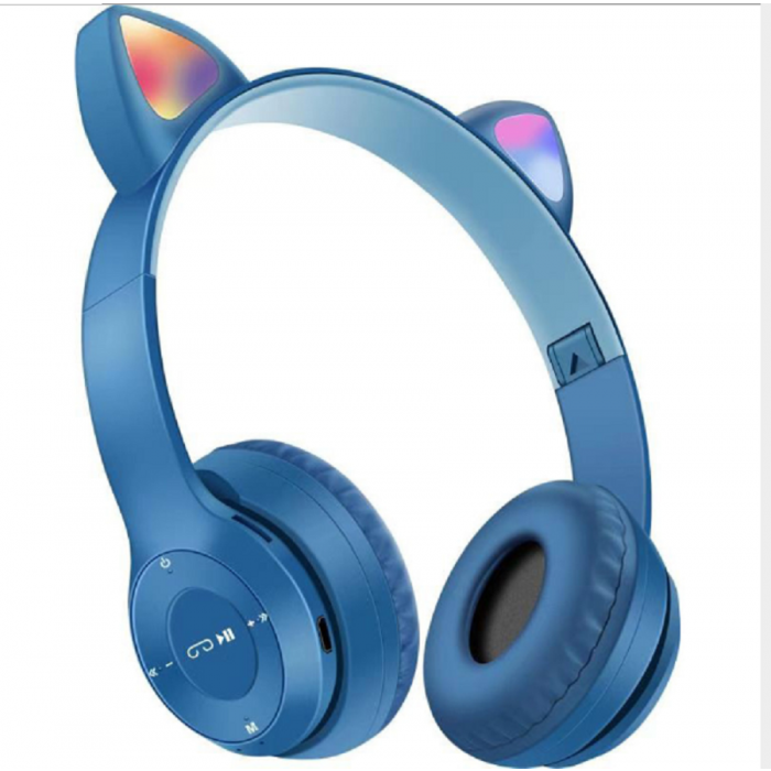 Cuffie stereo bluetooth 5.0 senza filo con orecchie di gatto led colorati