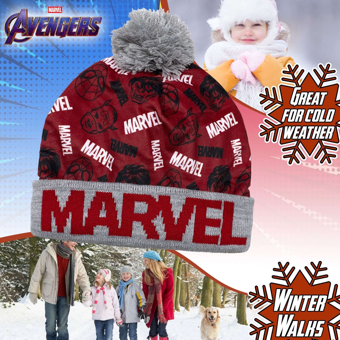 Cappello Marvel Avengers con pon Pon per bambino cappellino invernale 7011
