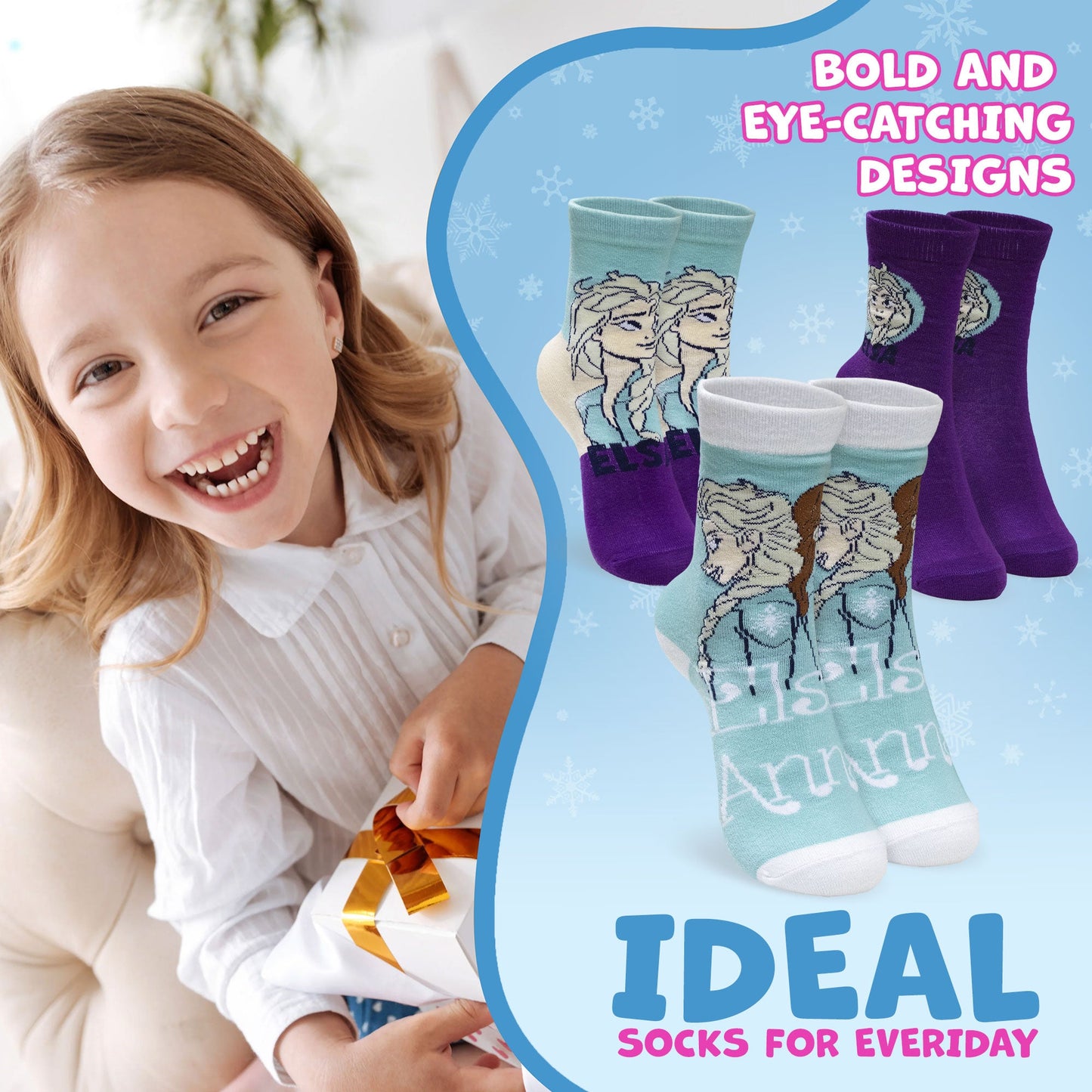 Calzini bambina Disney Frozen Elsa e Anna set 3 paia in cotone 7020