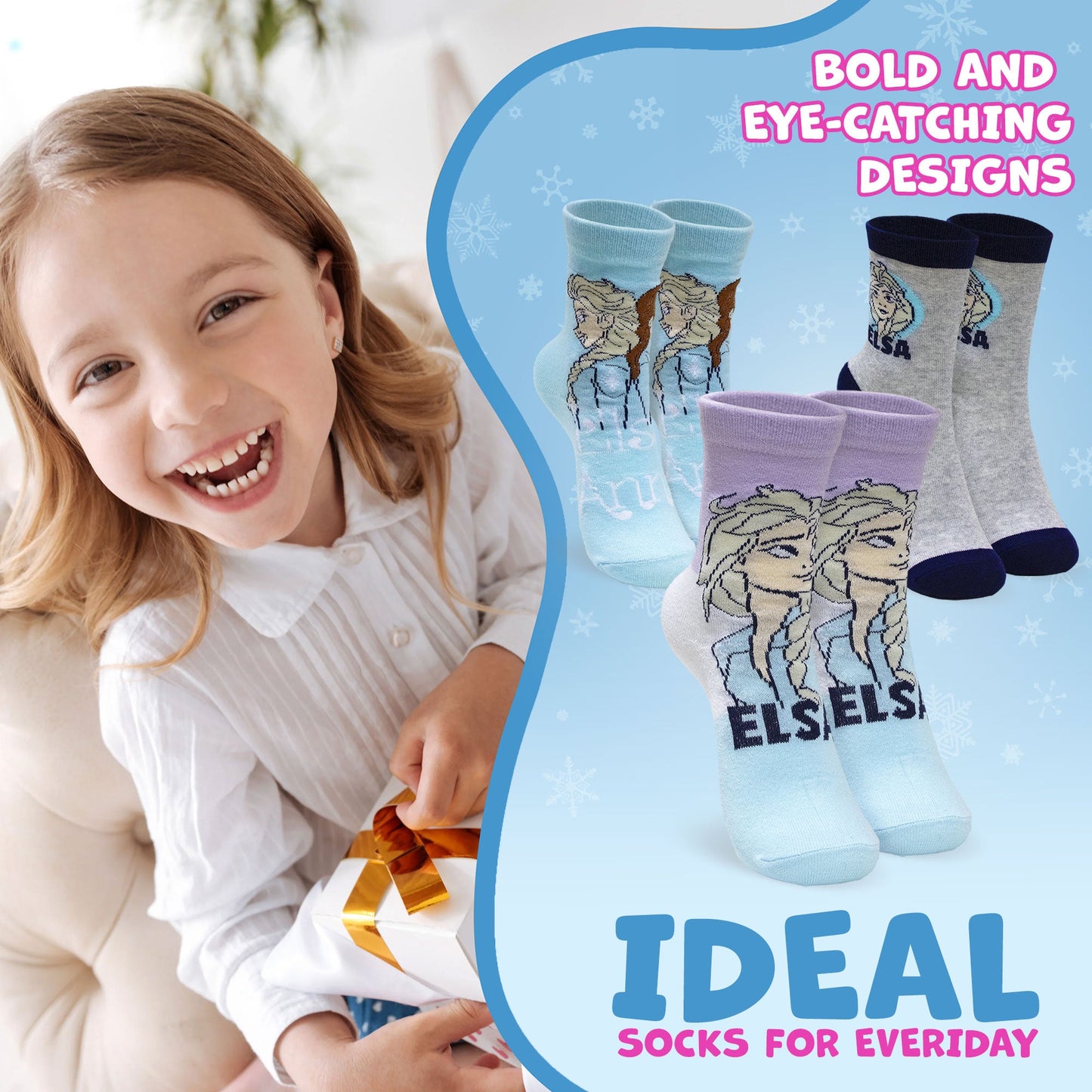 Calzini bambina Disney Frozen Elsa e Anna set 3 paia in cotone 7020