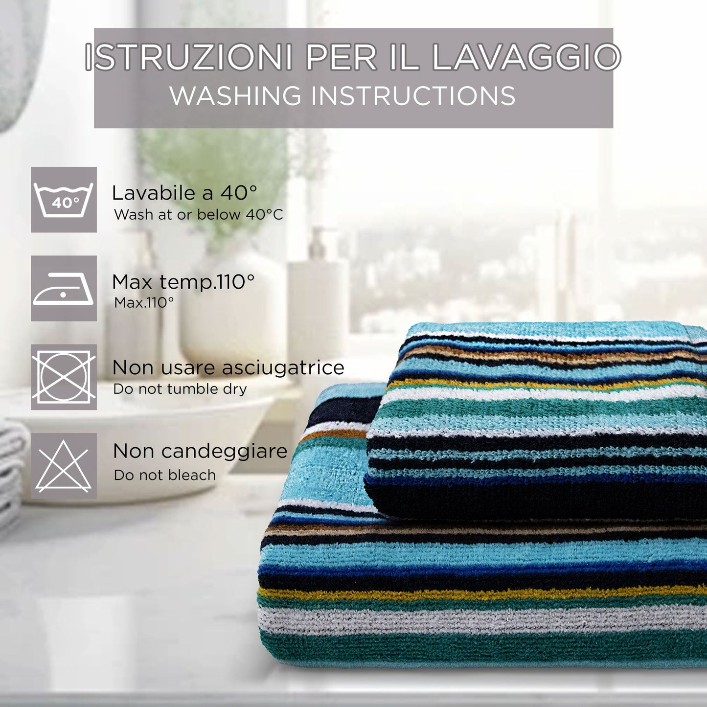 Asciugamani bagno Set 1+1 in spugna cinigliata e velluto Viso e Ospite 7033