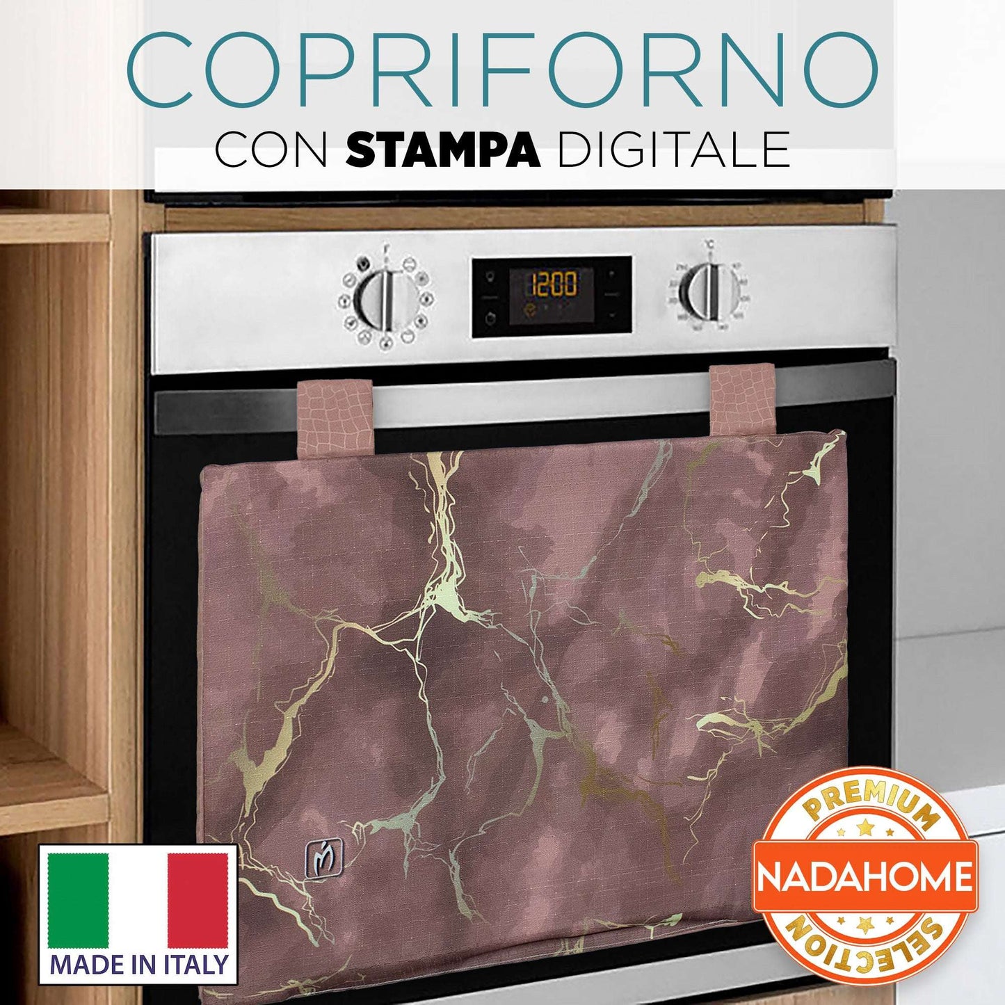Set Copriforno e Coprifornelli cucina imbottiti effetto marmo marmorizzato 7046