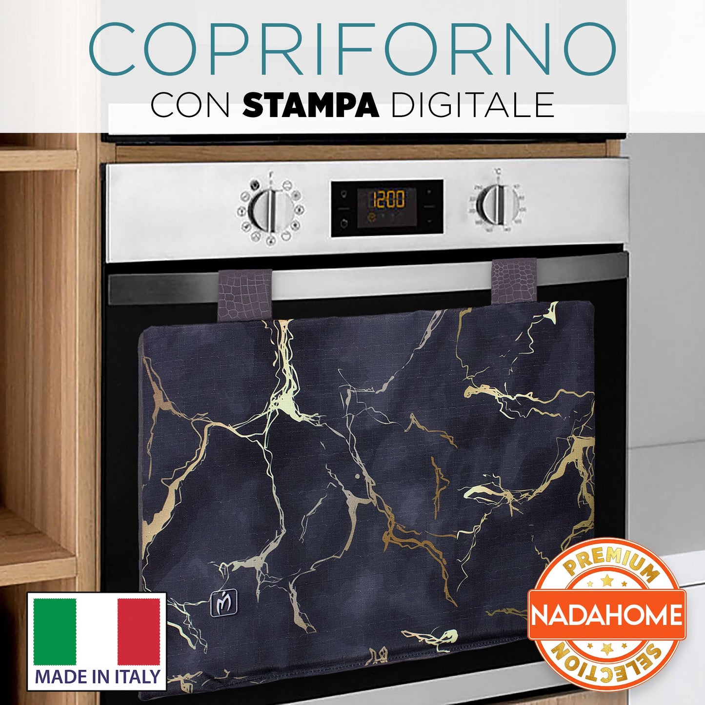 Set Copriforno e Coprifornelli cucina imbottiti effetto marmo marmorizzato 7046