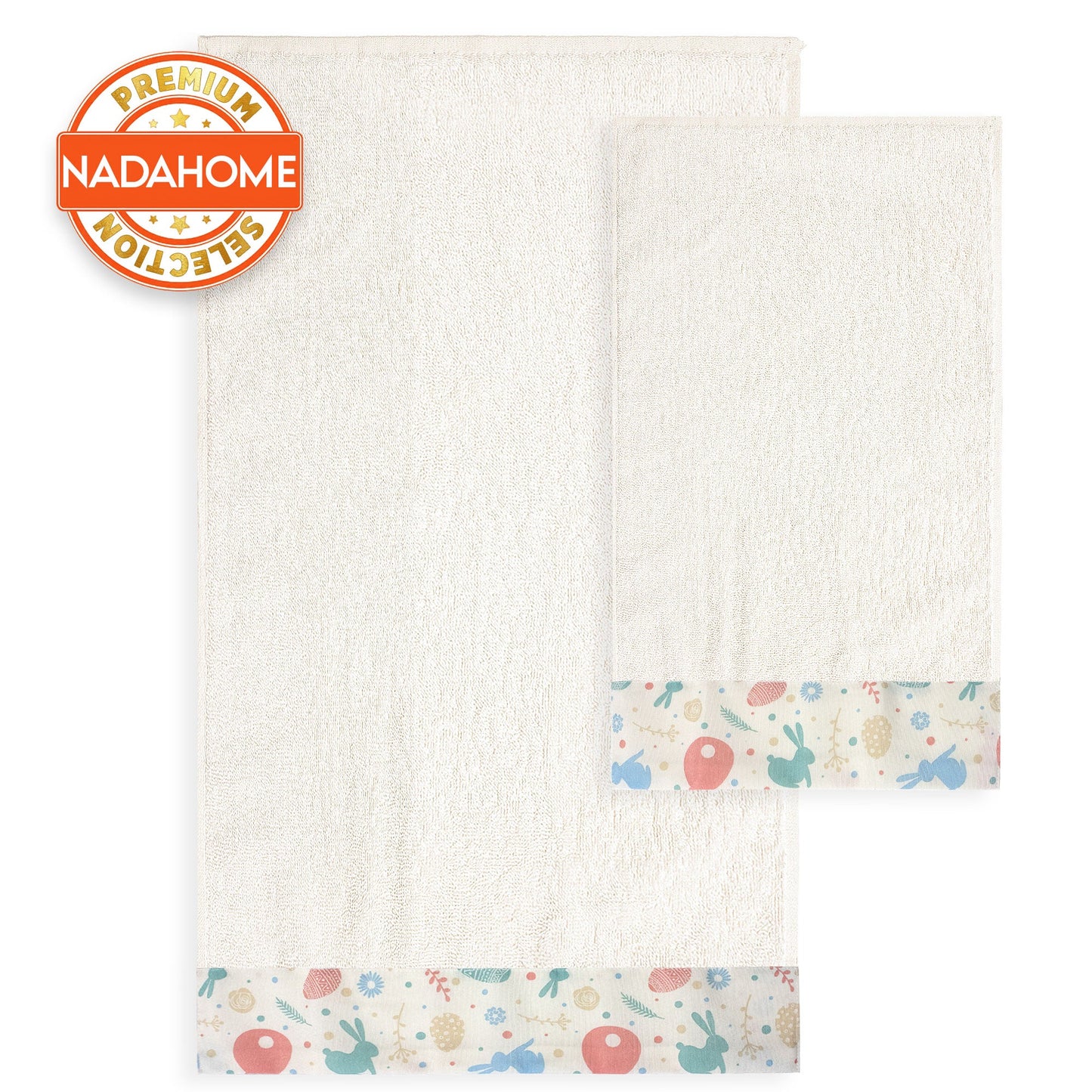 Asciugamani Pasquali Bagno set 1+1 in Spugna di Cotone Decoro Pasqua 7054