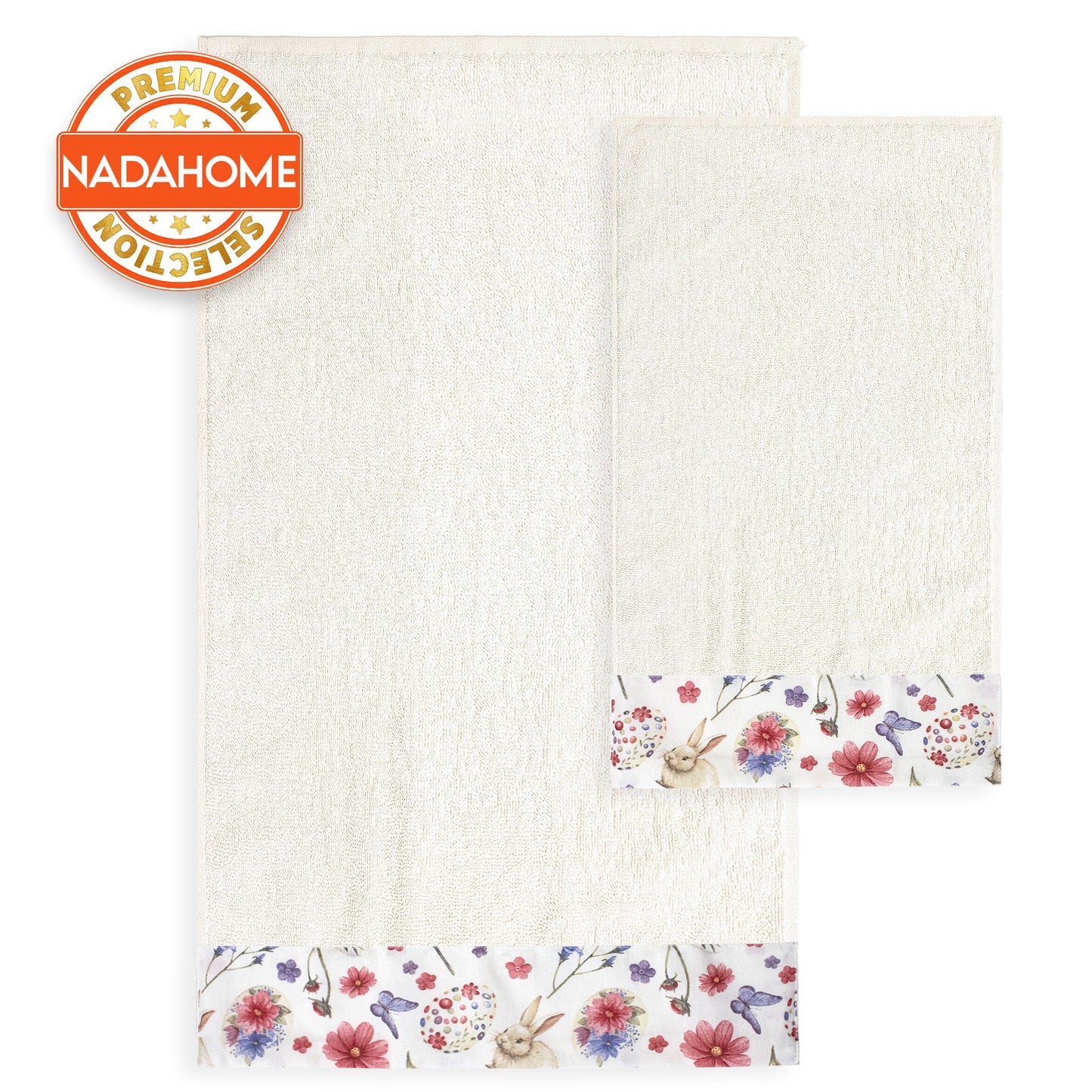 Asciugamani Pasquali Bagno set 1+1 in Spugna di Cotone Decoro Pasqua 7054