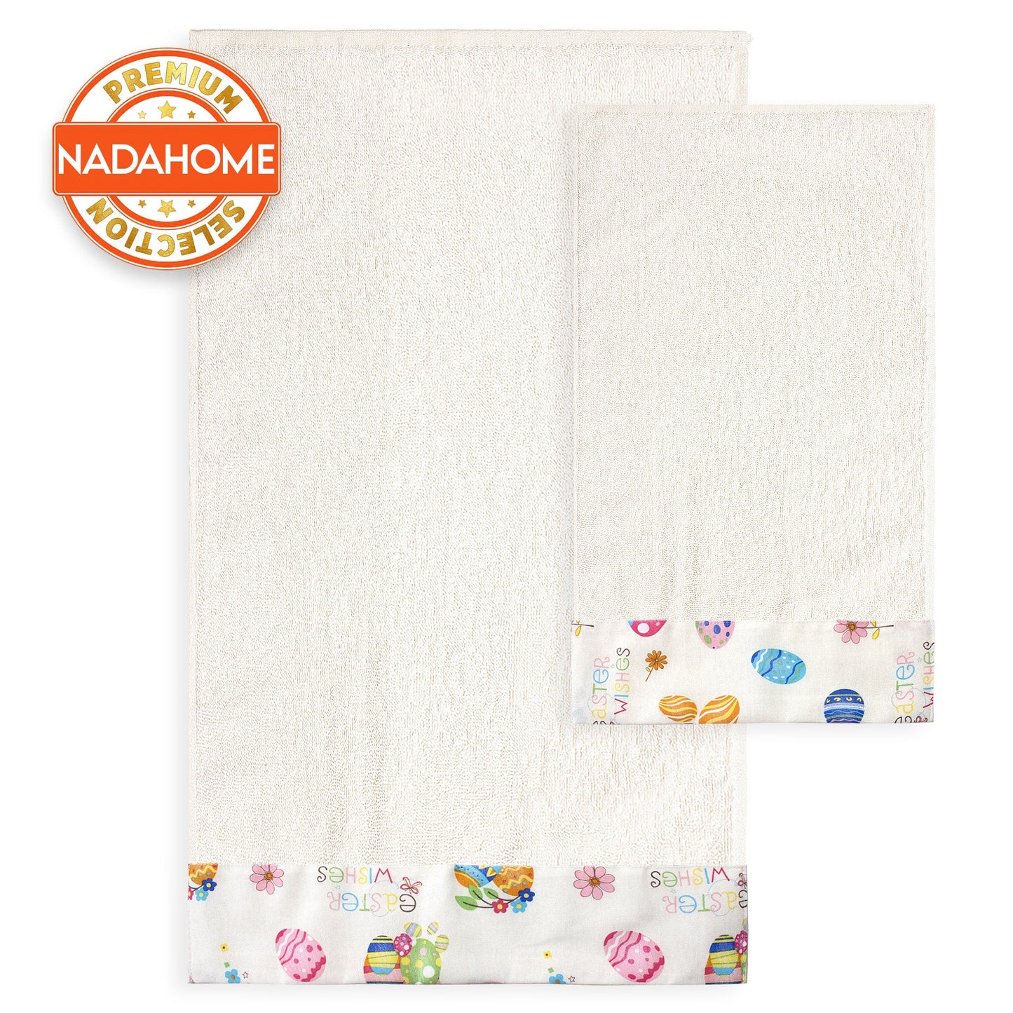 Asciugamani Pasquali Bagno set 1+1 in Spugna di Cotone Decoro Pasqua 7054