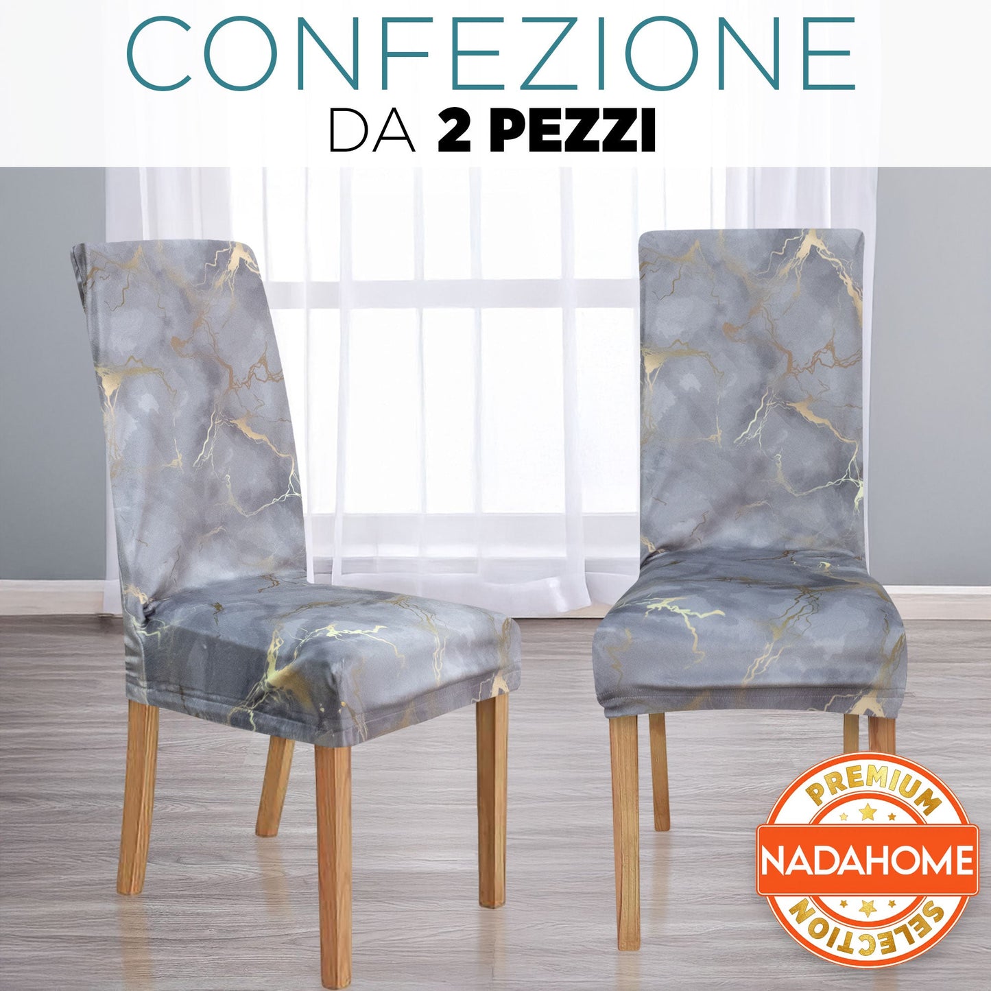 Coprisedia effetto marmo Velour elastico 2 pezzi Vesti sedia marmorizzato 7072