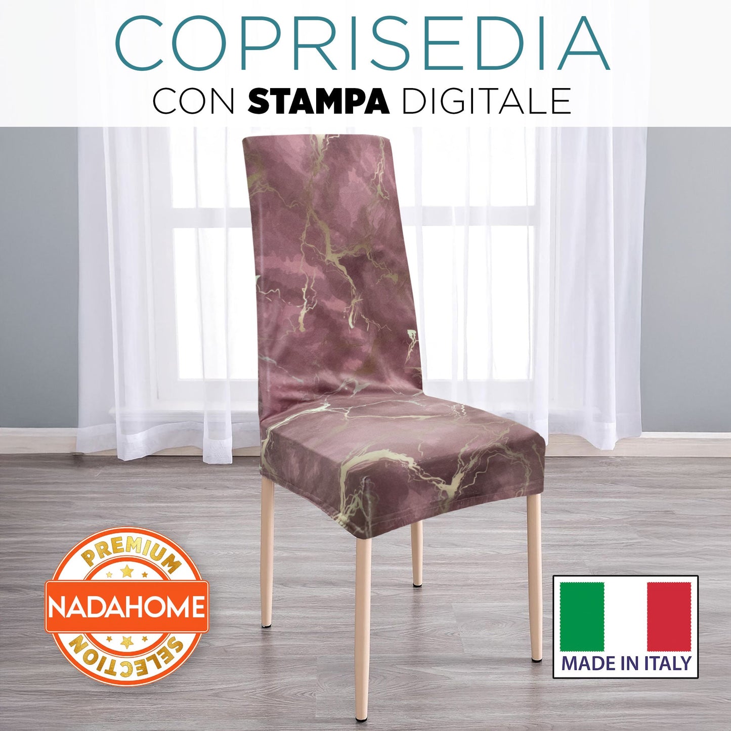 Coprisedia effetto marmo Velour elastico 2 pezzi Vesti sedia marmorizzato 7072