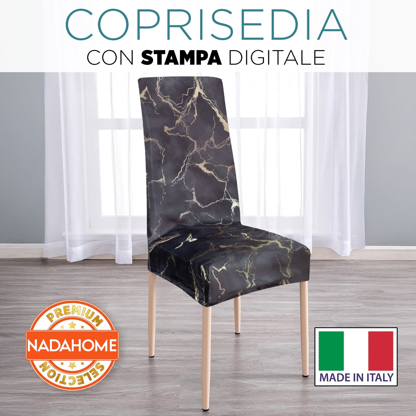 Coprisedia effetto marmo Velour elastico 2 pezzi Vesti sedia marmorizzato 7072