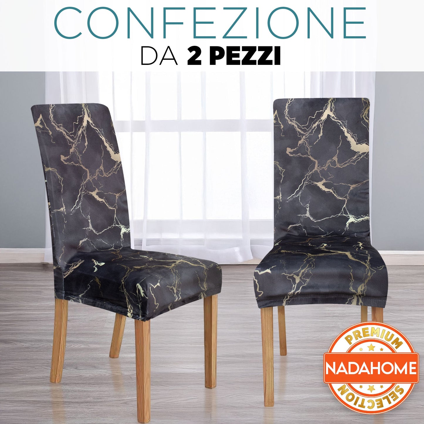 Coprisedia effetto marmo Velour elastico 2 pezzi Vesti sedia marmorizzato 7072