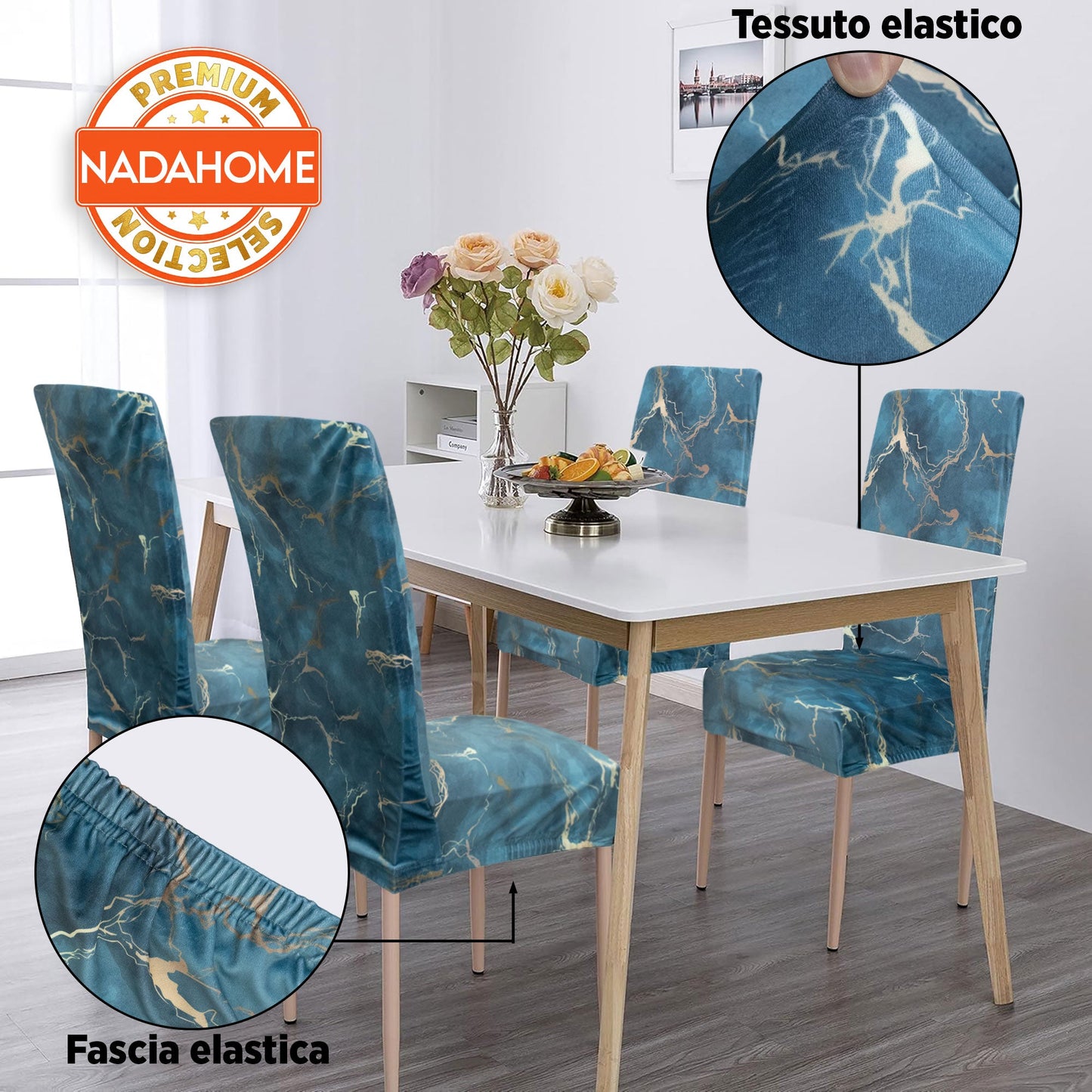 Coprisedia effetto marmo Velour elastico 2 pezzi Vesti sedia marmorizzato 7072
