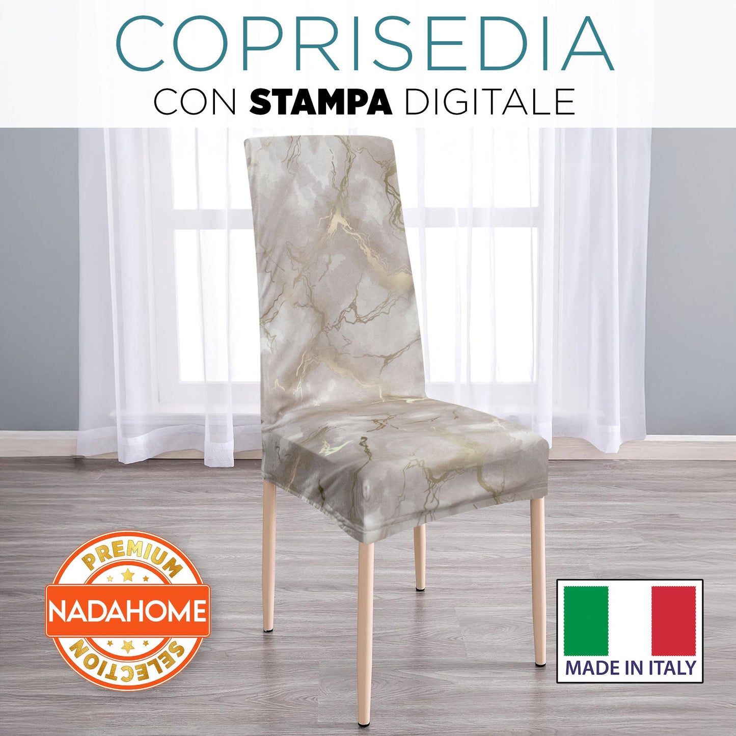 Coprisedia effetto marmo Velour elastico 2 pezzi Vesti sedia marmorizzato 7072