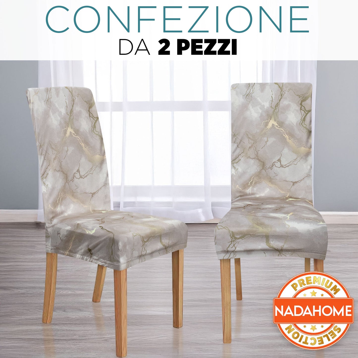 Coprisedia effetto marmo Velour elastico 2 pezzi Vesti sedia marmorizzato 7072