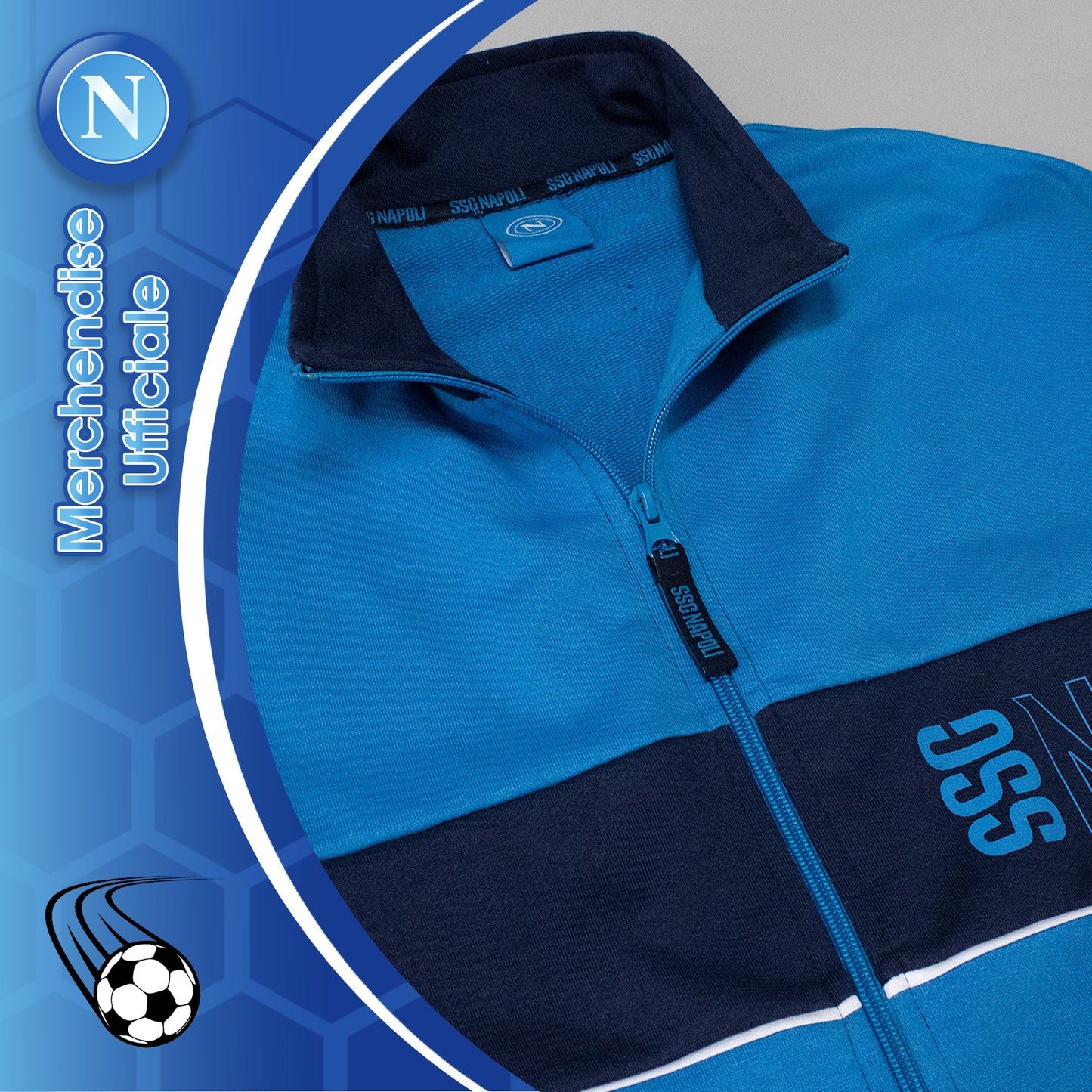 Tuta SSC Napoli in cotone a maniche lunghe bambino ragazzo felpa con zip 7073
