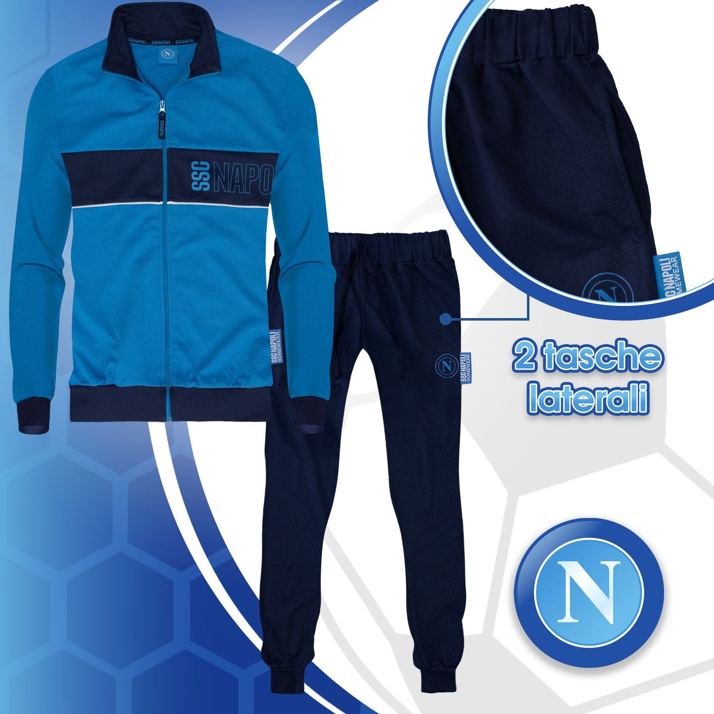 Tuta SSC Napoli in cotone a maniche lunghe bambino ragazzo felpa con zip 7073