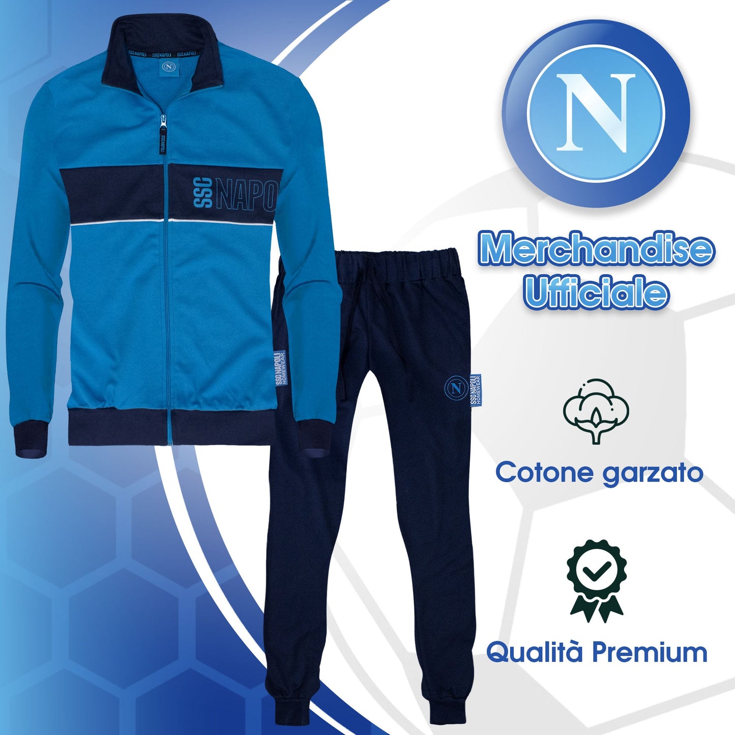 Tuta SSC Napoli in cotone a maniche lunghe bambino ragazzo felpa con zip 7073