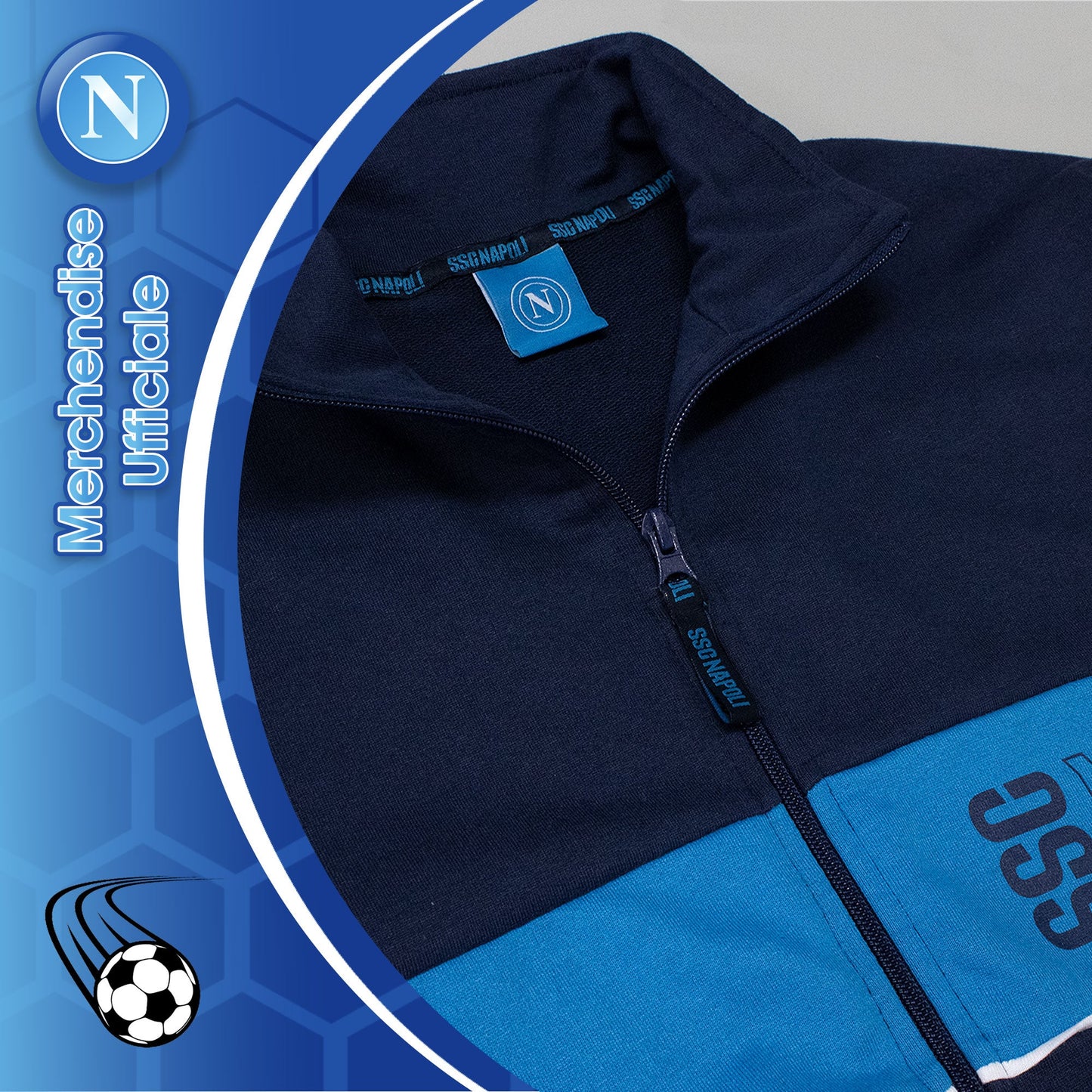 Tuta SSC Napoli in cotone a maniche lunghe bambino ragazzo felpa con zip 7073