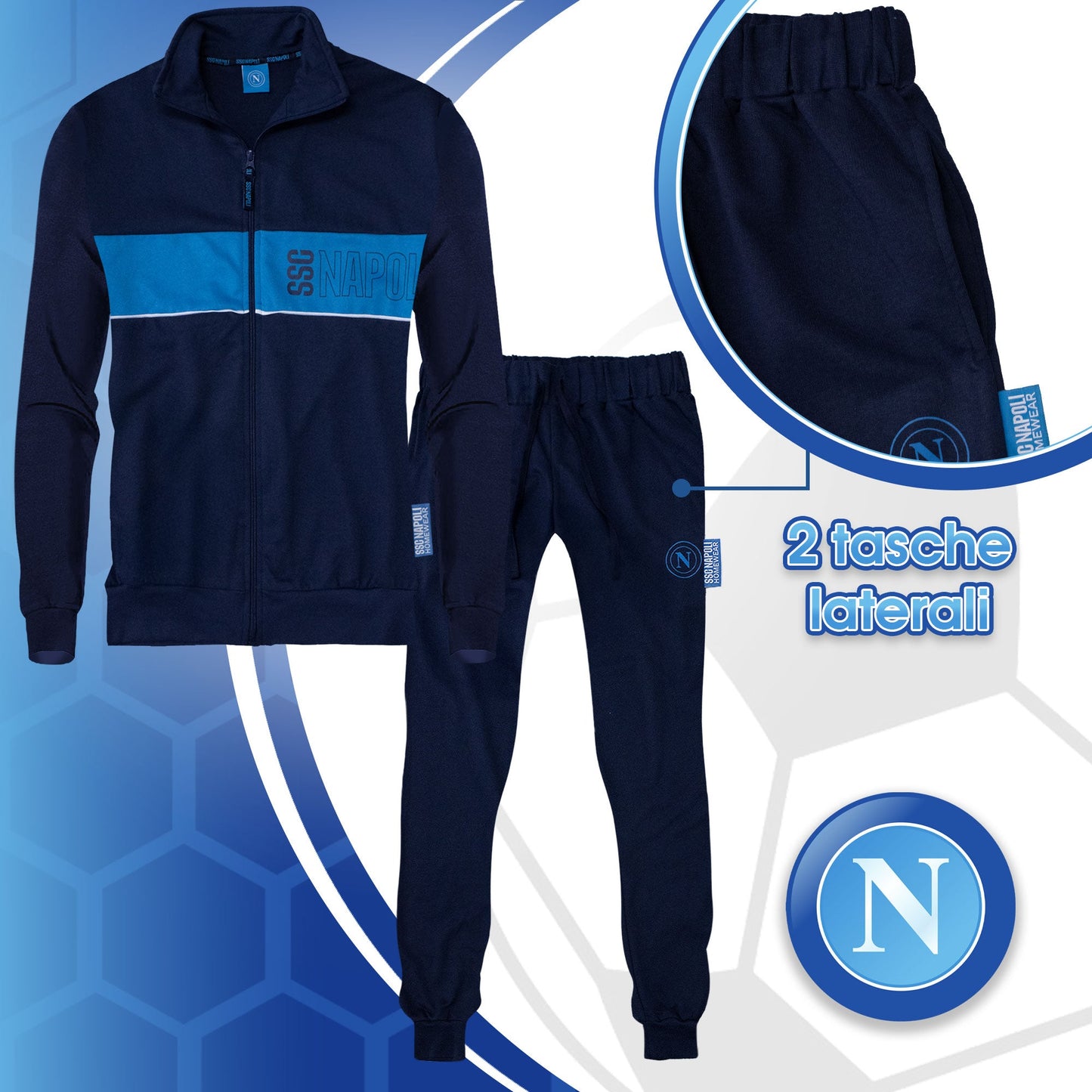 Tuta SSC Napoli in cotone a maniche lunghe bambino ragazzo felpa con zip 7073